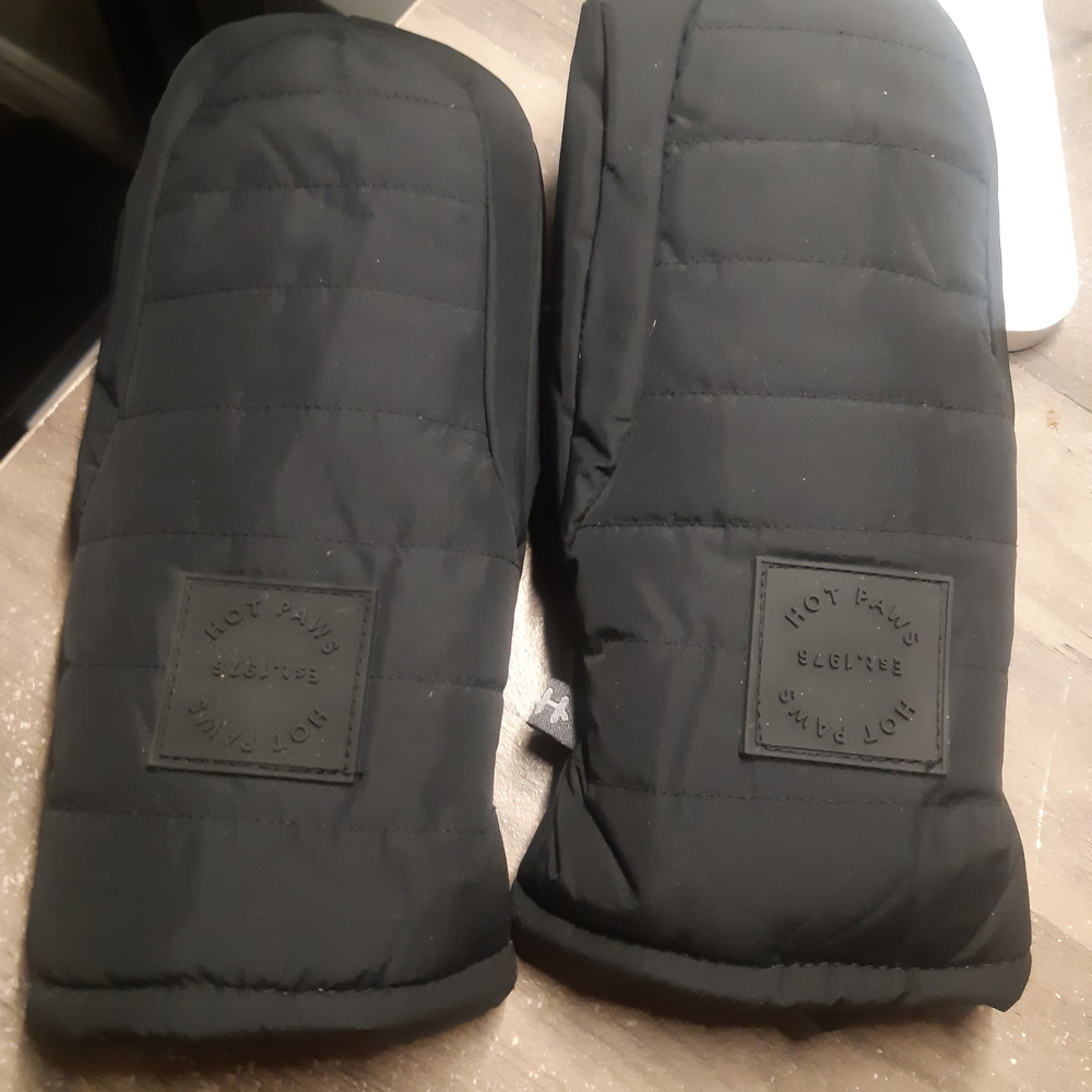 Black Quilted Mittens for Kids